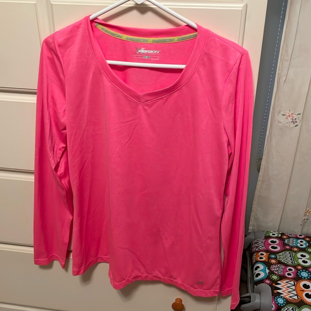 Bright pink exercise shirt size medium
